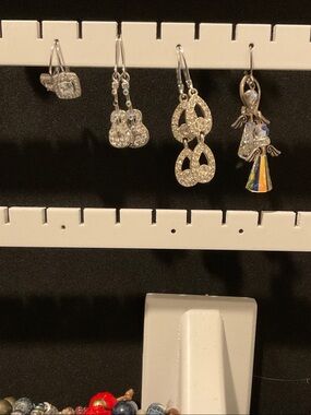 Silver-Tone Crystal Dangle Earrings Set